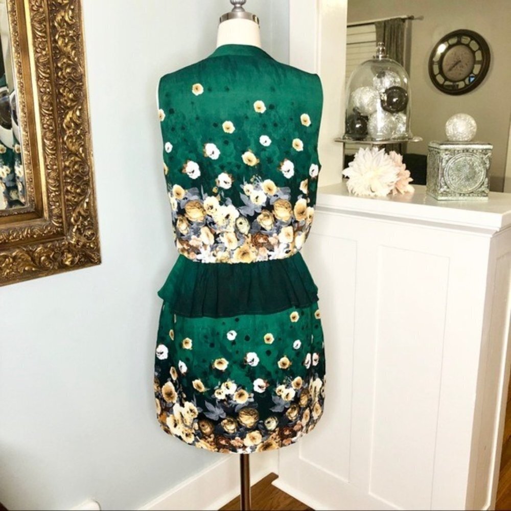Romeo and Juliet Couture Green Floral Satin Dress Small - Picture 5 of 11